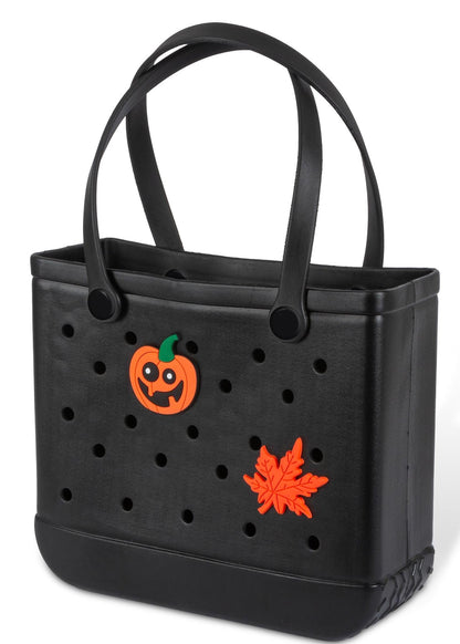 Bolso de mano con 12 dijes extraíbles - Negro