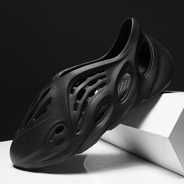 Stevvex outdoor men sandals black rubber clog with vented holes quick-dry breathable on Tampa Home & Garden Store