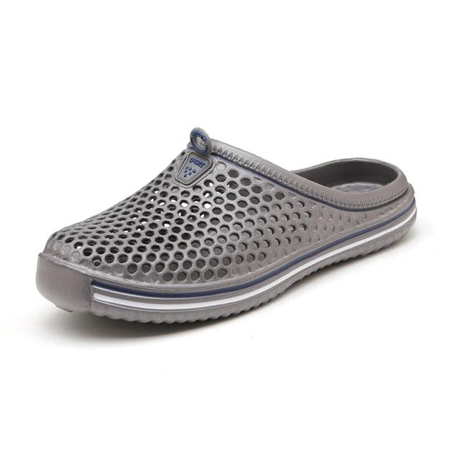 Outdoor Men Sandals Stevvex perforated gray rubber clogs on Tampa Home & Garden Store
