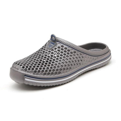 Outdoor Men Sandals Stevvex perforated gray rubber clogs on Tampa Home & Garden Store