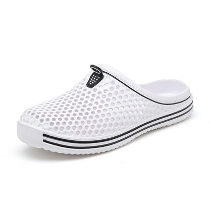 Stevvex white mesh outdoor sandals slip-on clogs with breathable perforated upper on Tampa Home & Garden Store