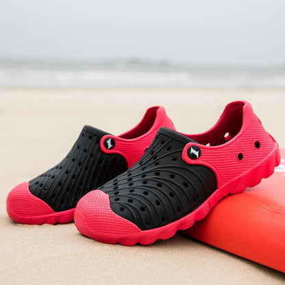 Stevvex sandals pair black rubber clogs with pink sole breathable beach slippers on Tampa Home & Garden Store
