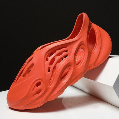 Sandals red rubber hole-cutout design, breathable quick-dry garden slippers on Tampa Home & Garden Store