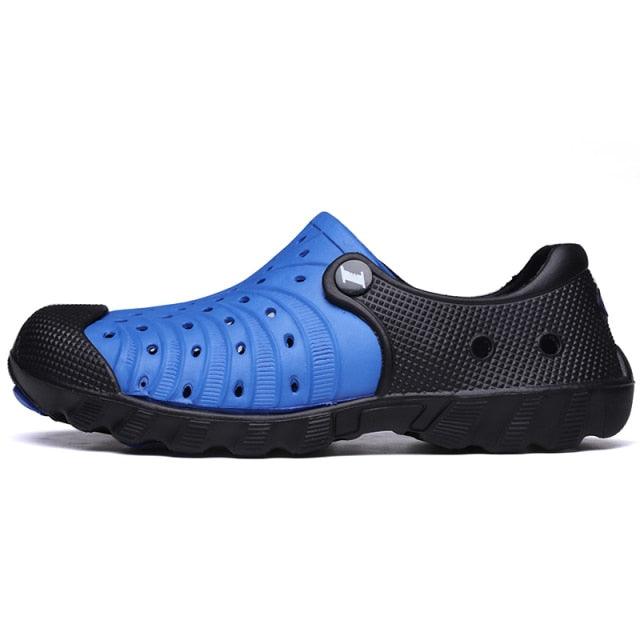 Stevvex outdoor men's sandals blue and black with ventilated rubber upper and rugged sole on Tampa Home & Garden Store