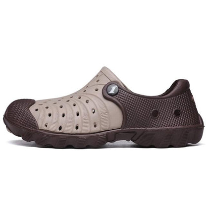 Stevvex outdoor men sandals tan/brown breathable rubber clogs quick-dry garden beach shoes on Tampa Home & Garden Store