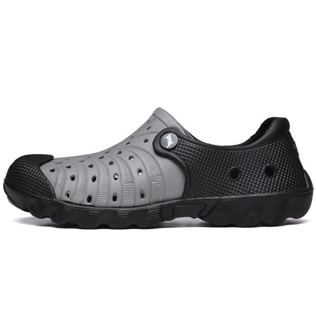 Stevvex outdoor men sandals black gray rubber clogs with vents breathable lightweight on Tampa Home & Garden Store