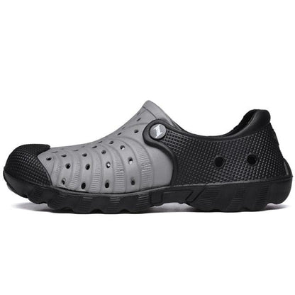 Stevvex outdoor men sandals black gray rubber clogs with vents breathable lightweight on Tampa Home & Garden Store