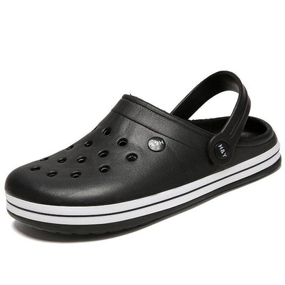 Stevvex black rubber garden slippers with perforated upper and back strap on Tampa Home & Garden Store