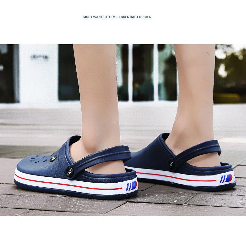 Stevvex men's outdoor navy blue sandals with back strap, rubber, quick-dry garden slippers on Tampa Home & Garden Store
