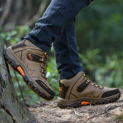 Stevvex hiking boots tan brown pair water resistant non-slip sole for men on Tampa Home & Garden Store