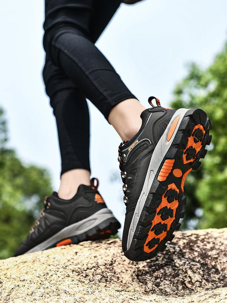 Stevvex men's waterproof hiking boots black upper orange outsole non-slip tread on Tampa on Tampa Home & Garden Store
