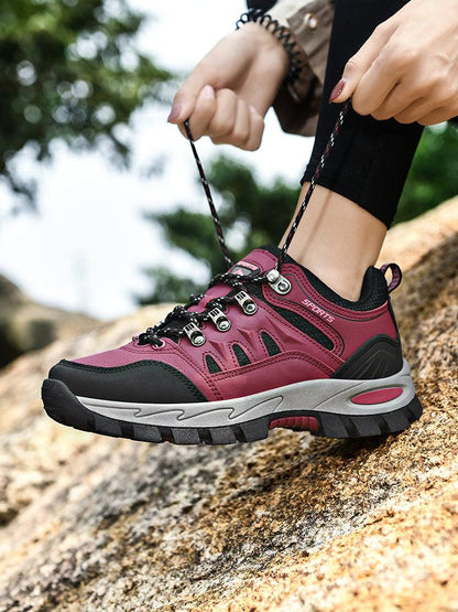 Stevvex outdoor waterproof hiking boots purple-magenta with rugged tread sole for men on Tampa Home & Garden Store