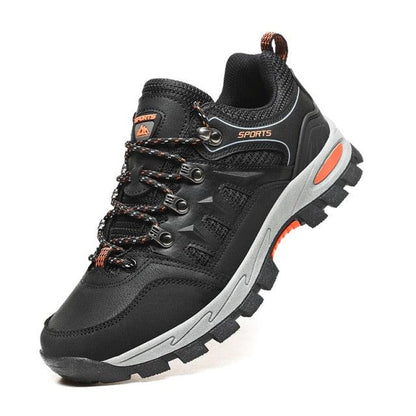 Stevvex men's waterproof hiking boots black with orange accents rugged tread non-slip on Tampa Home & Garden Store