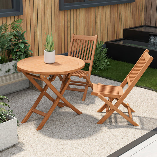 Outdoor Bistro Set with Slatted Seat and Tabletop for Backyard - Tampa Home & Garden Store