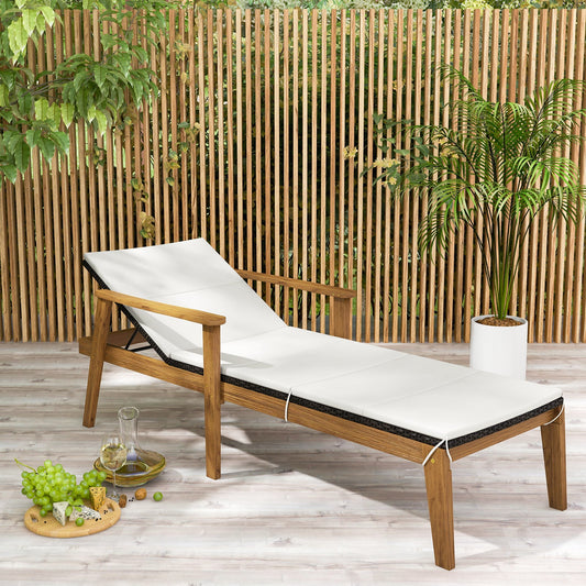 Outdoor Chaise Lounge Chair Rattan Patio Recliners with Armrests - Tampa Home & Garden Store