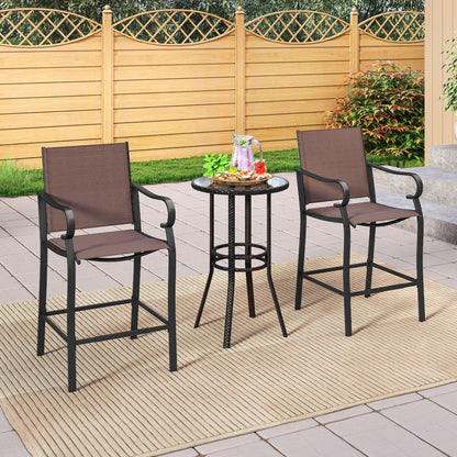 Outdoor Counter Height Bar Stools Set of 4 with Breathable Mesh Fabric