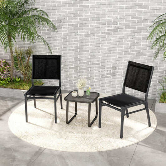Outdoor Dining Chairs with Breathable Seat and Backrest for Backyard Porch Poolside-1 Piece - Tampa Home & Garden Store