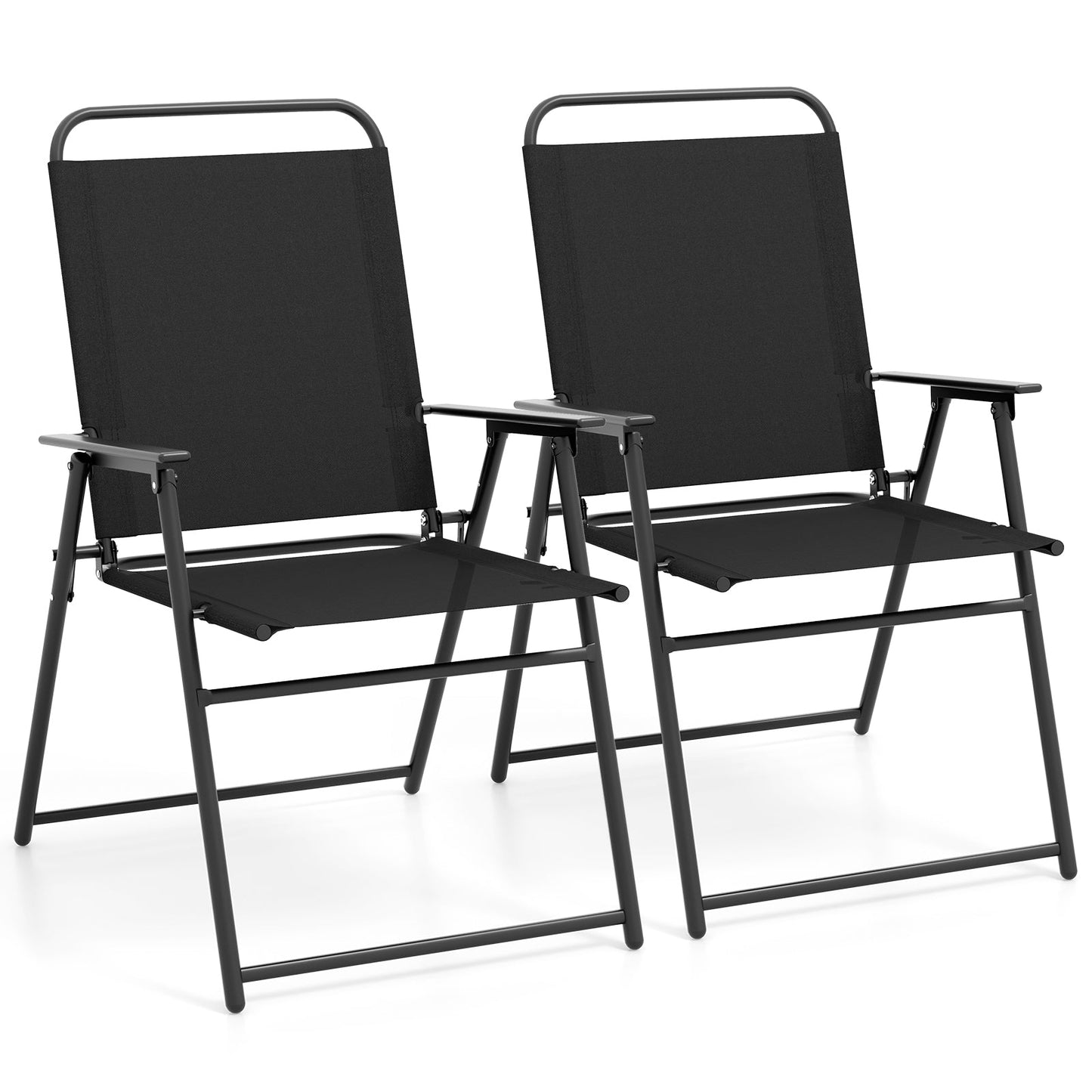 Juego de 2 sillas plegables para exteriores con reposabrazos y respaldo - Grises