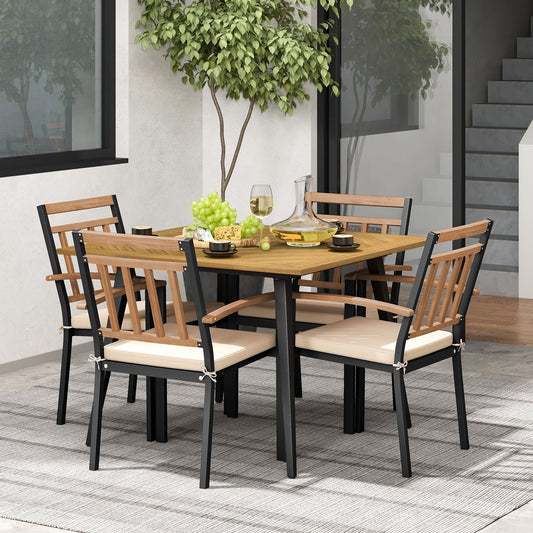 5 Pieces Patio Dining Set with Cushions and 1.9 inches Umbrella Hole - Tampa Home & Garden Store