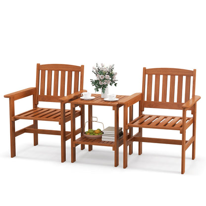 Juego de 3 piezas de mesa de bistró y sillas para patio con agujero para sombrilla