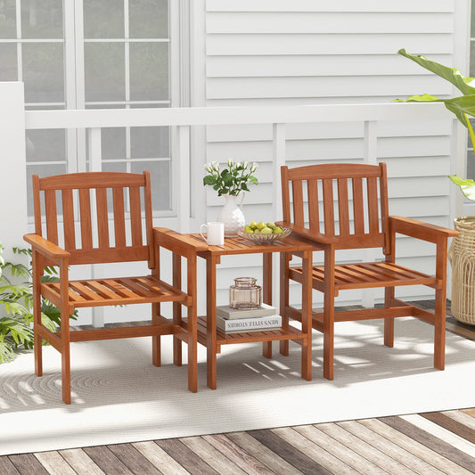 3 Piece Patio Bistro Table and Chairs Set with Umbrella Hole - Tampa Home & Garden Store