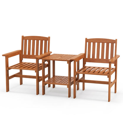 Juego de 3 piezas de mesa de bistró y sillas para patio con agujero para sombrilla