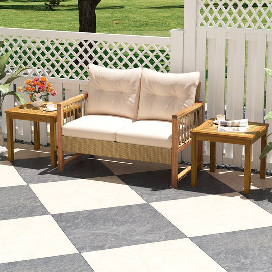 Outdoor Side Table Teak Wood End Table Square Patio Snack Coffee Table - Tampa Home & Garden Store