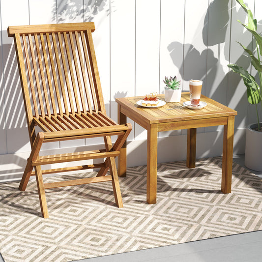 Outdoor Side Table Teak Wood End Table Square Patio Snack Coffee Table - Tampa Home & Garden Store