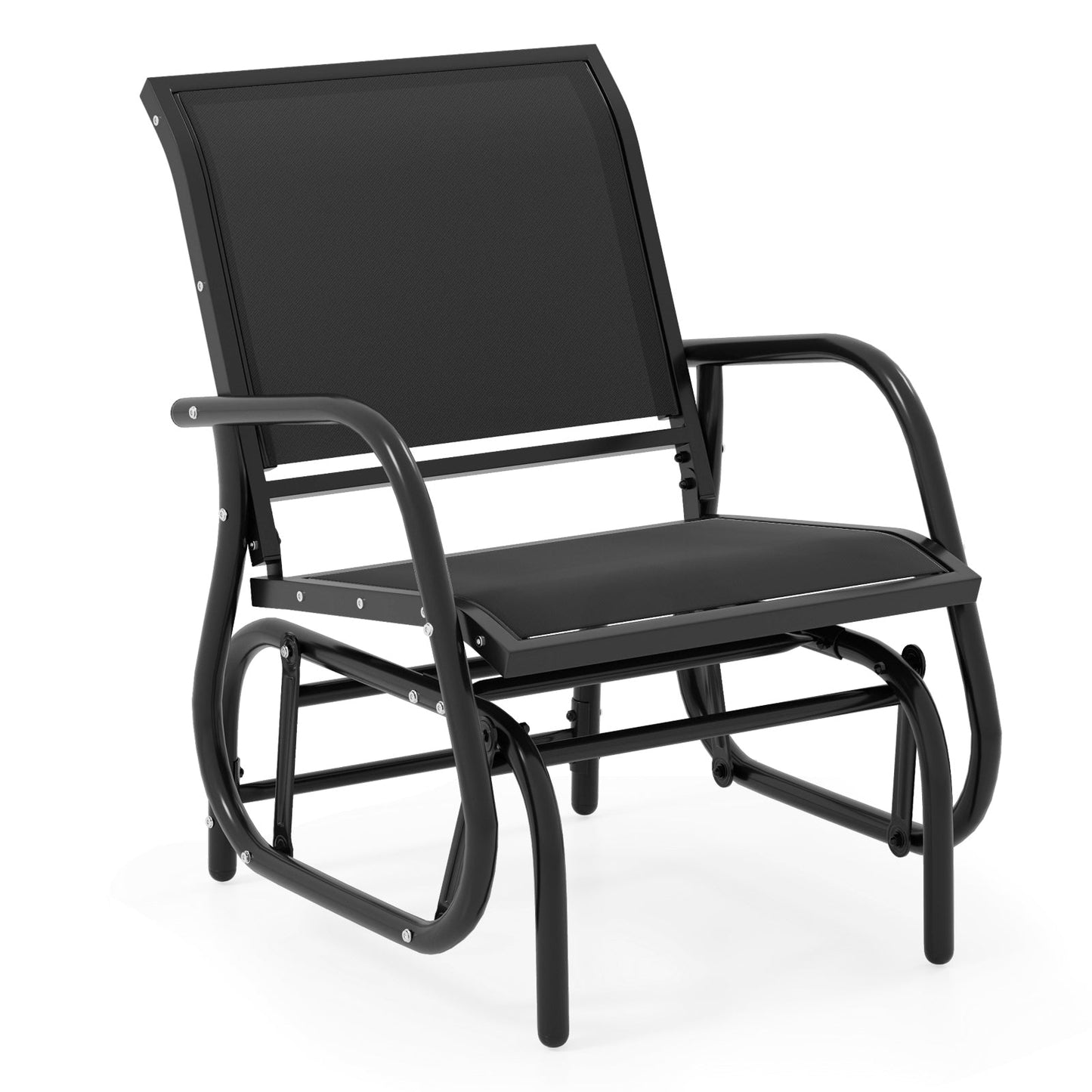 Outdoor Single Swing Glider Rocking Chair with Armrest-Brown