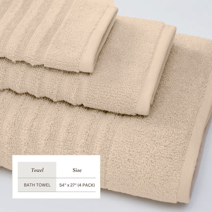 Luxury Combed Cotton and Ribbed Bath Towels