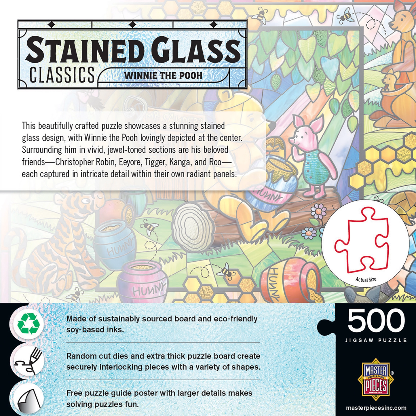 Stained Glass Winnie the Pooh 500-Piece Jigsaw Puzzle by The Country Christmas Loft on Tampa Home & Garden Store