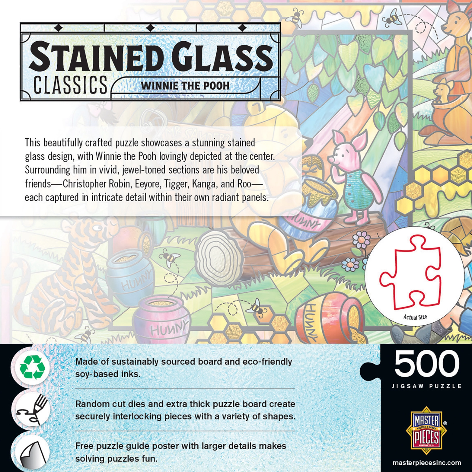 Stained Glass Winnie the Pooh 500-Piece Jigsaw Puzzle by The Country Christmas Loft on Tampa Home & Garden Store