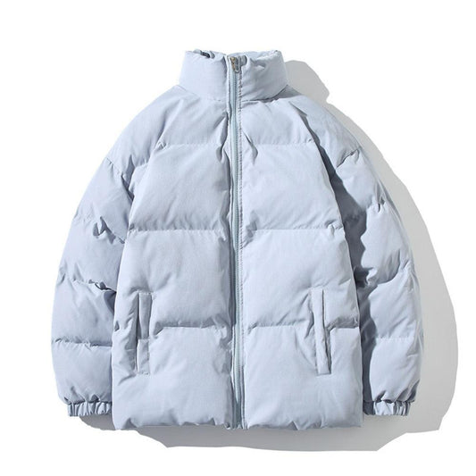 Stevvex oversized unisex puffer jacket light blue with zip front pockets on Tampa Home & Garden Store