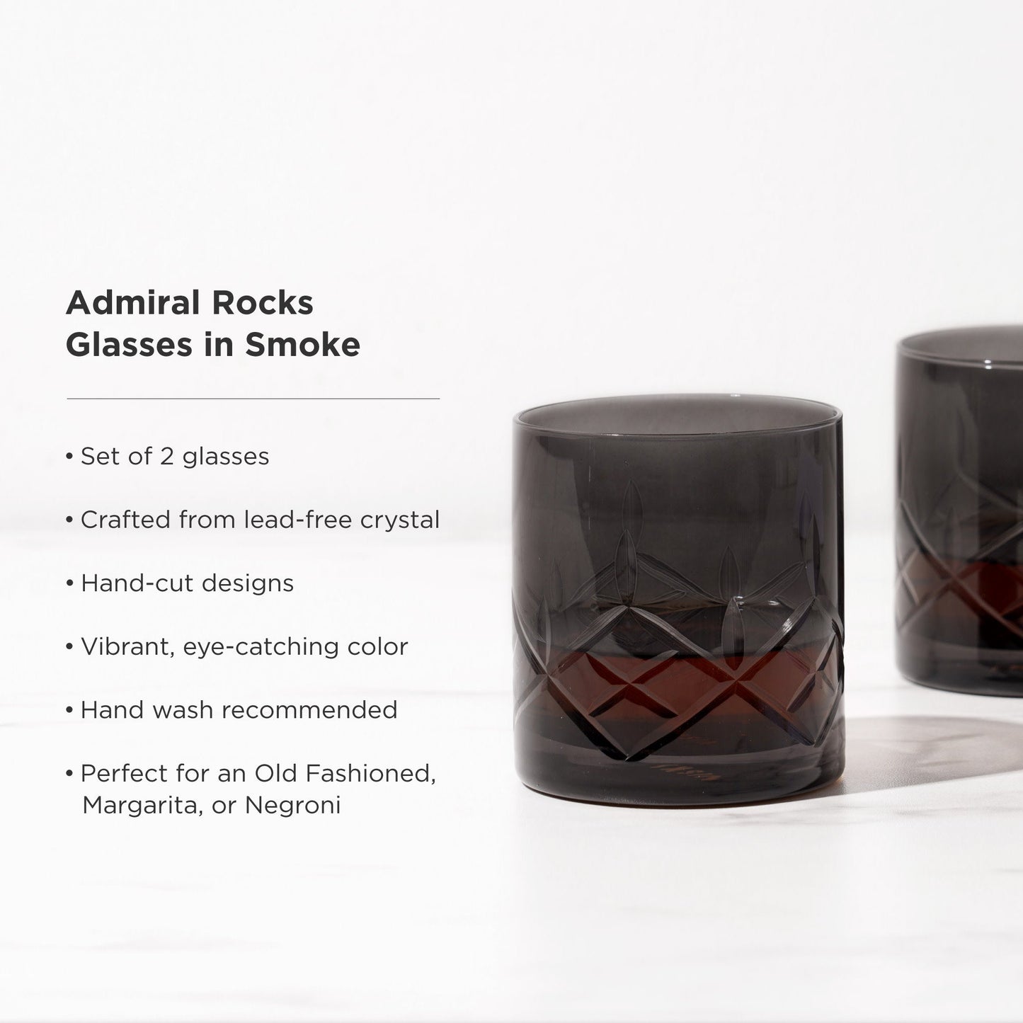 Crystal Rocks Glasses In Smoke Set Of Two