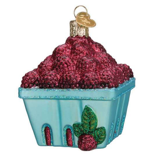 Carton Of Raspberries Glass Ornament - Tampa Home & Garden Store