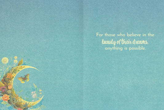 Anything Is Possible Inspirational Card teal background floral bouquet Greeting Cards on Tampa Home & Garden Store