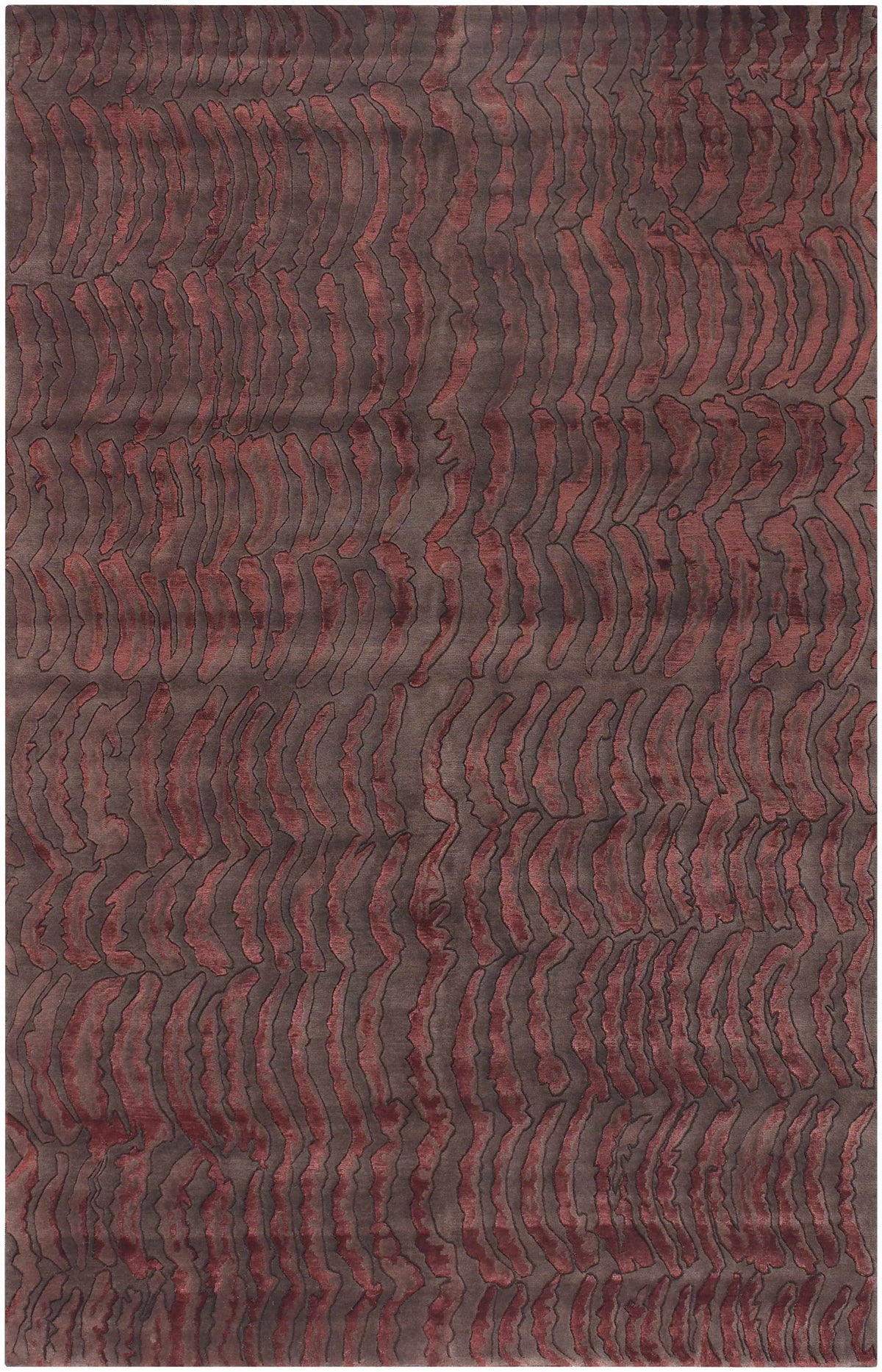 Owanka Area Carpet rug burgundy with red abstract waves by Boutique Rugs on Tampa Home & Garden Store