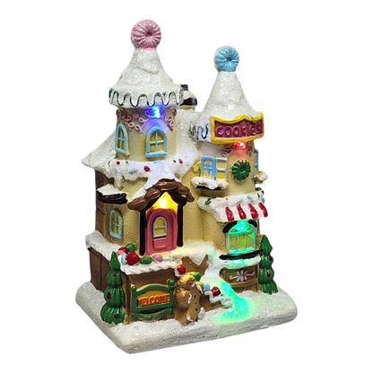 Maison en pain d'épice lumineuse en résine - Biscuits