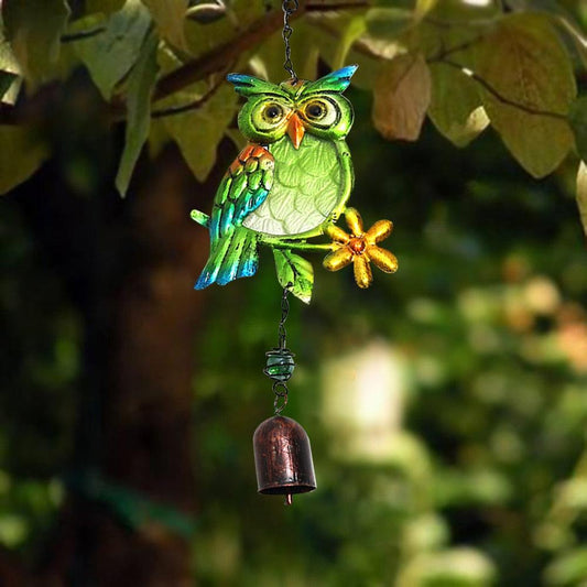 Owl Wind Chimes Pendants Glass Bell for Garden