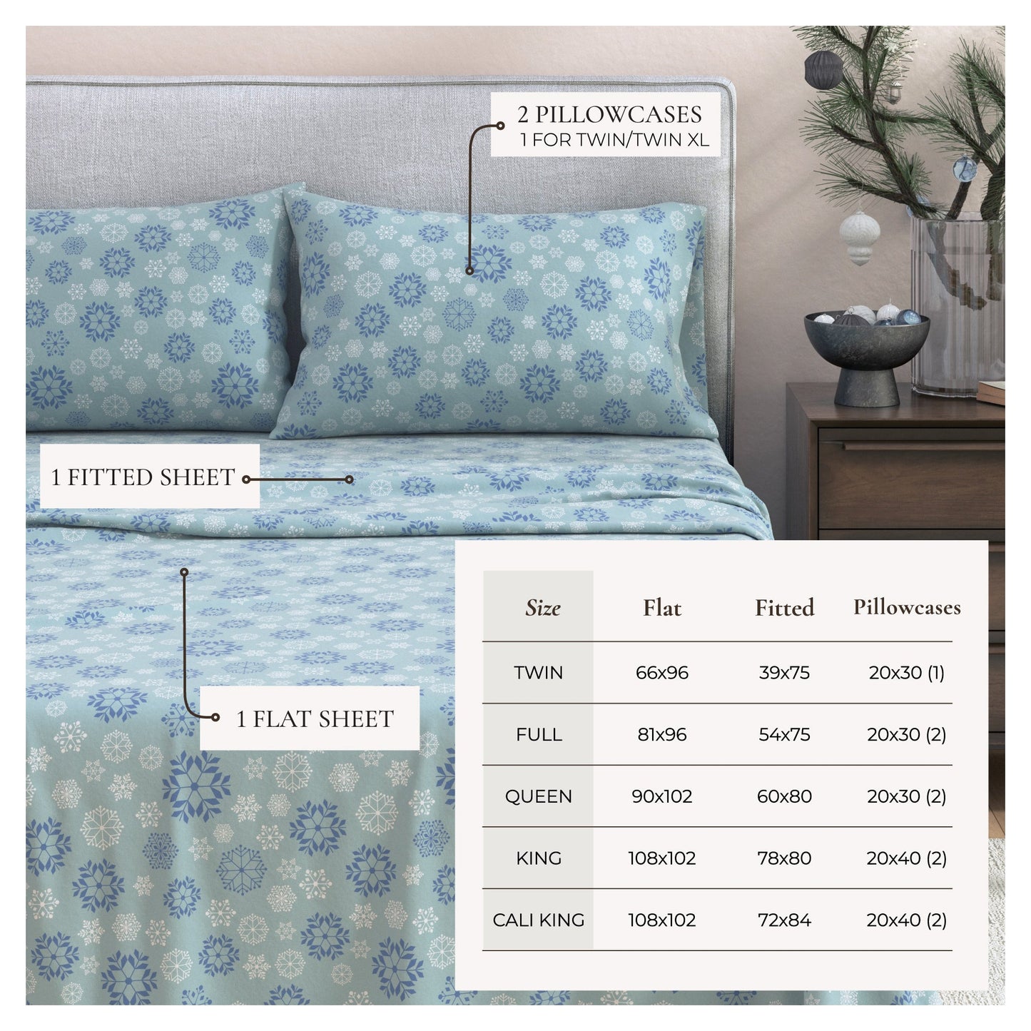 Classic Turkish Cotton Flannel Sheet and Pillow