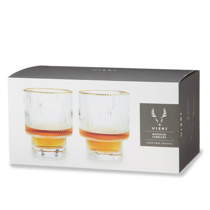 A Set of Two Gold Rimmed Crystal Tumblers