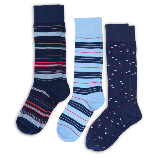 Oxford Dress Sock 3-Pack DeadSoxy, team colorways navy stripes and light-blue stripes on Tampa Home & Garden Store