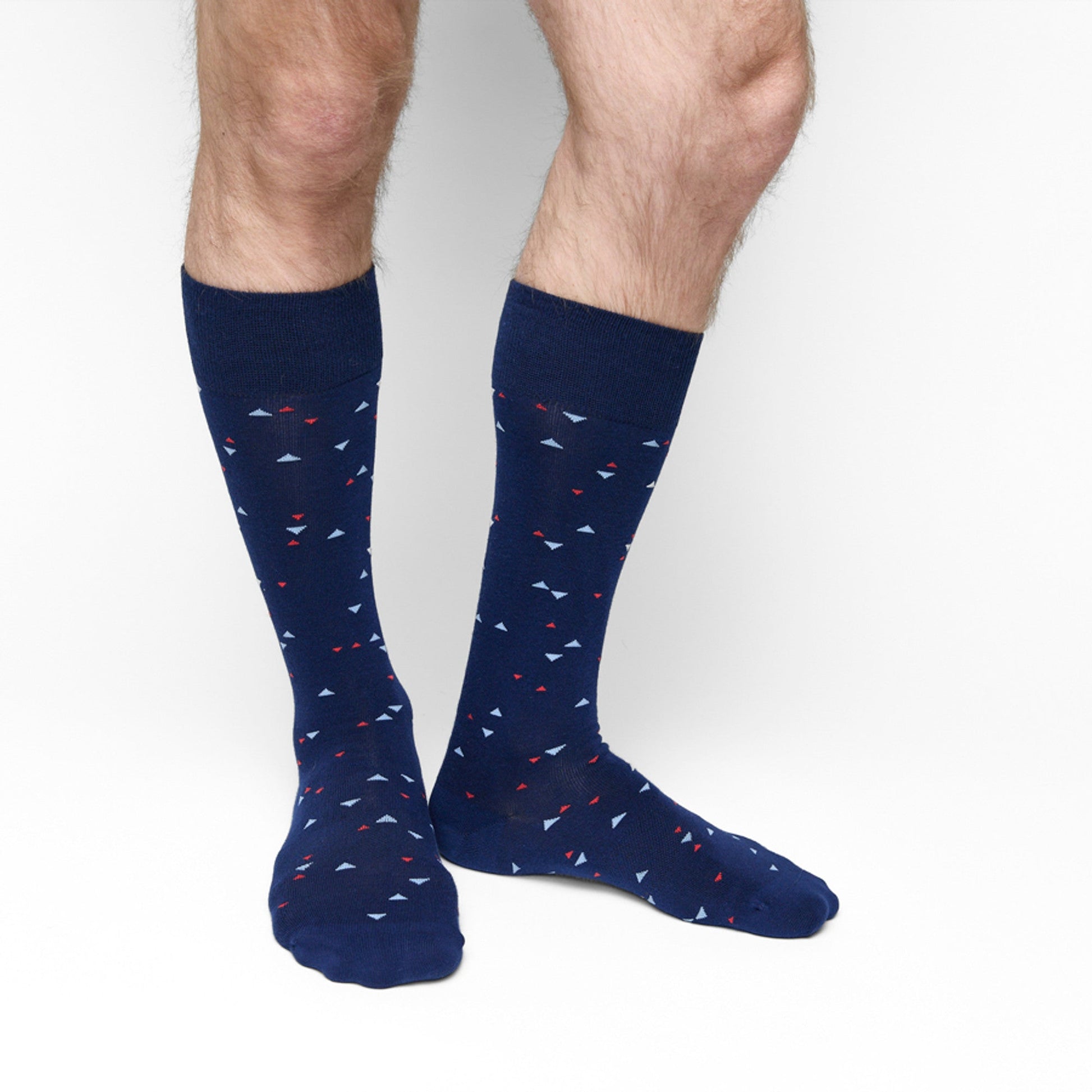 Oxford Dress Sock 3-Pack DeadSoxy navy team colorway with small white and red triangles on Tampa Home & Garden Store