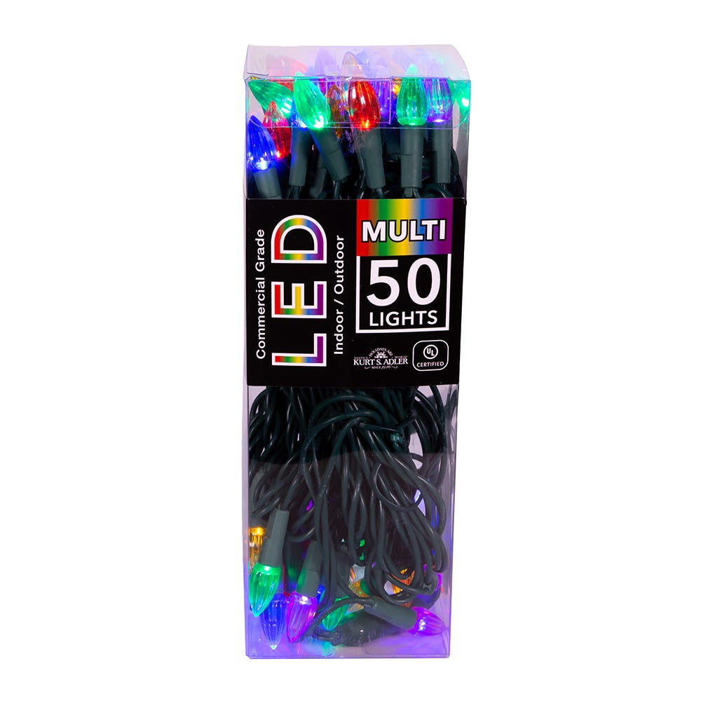 Ensemble de 50 lumières LED multicolores C3 en forme de diamant, fil vert
