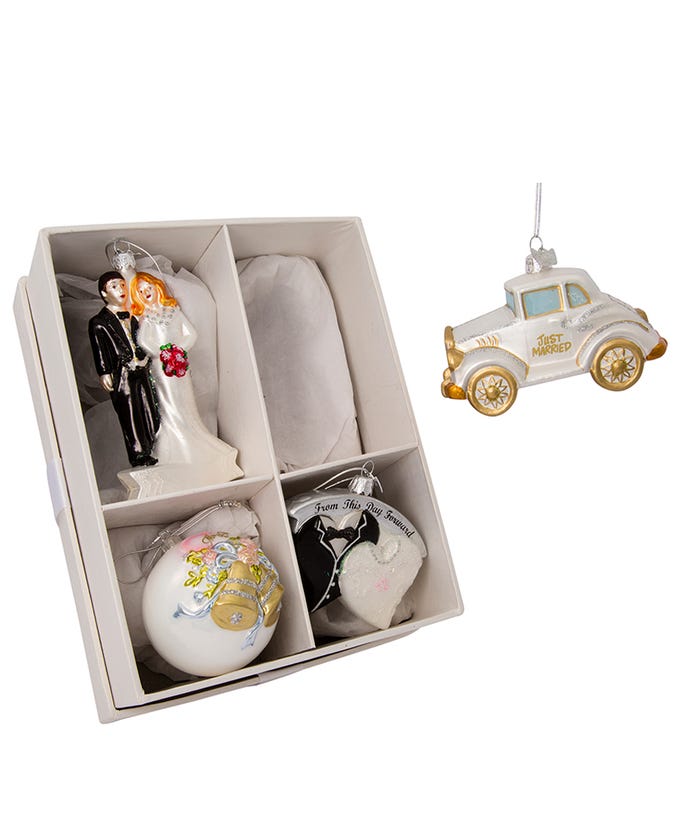 Coffret de 4 ornements en verre Noble Gems pour mariage