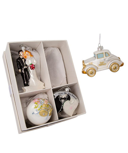 Coffret de 4 ornements en verre Noble Gems pour mariage
