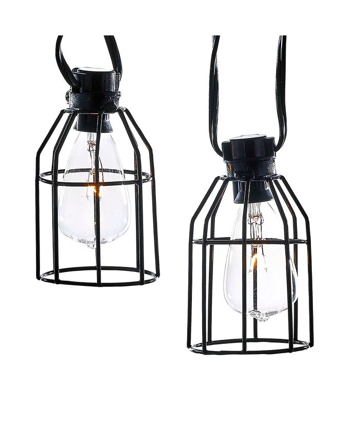 UL 10-Light Iron Cage C7 Edison Style Light Set