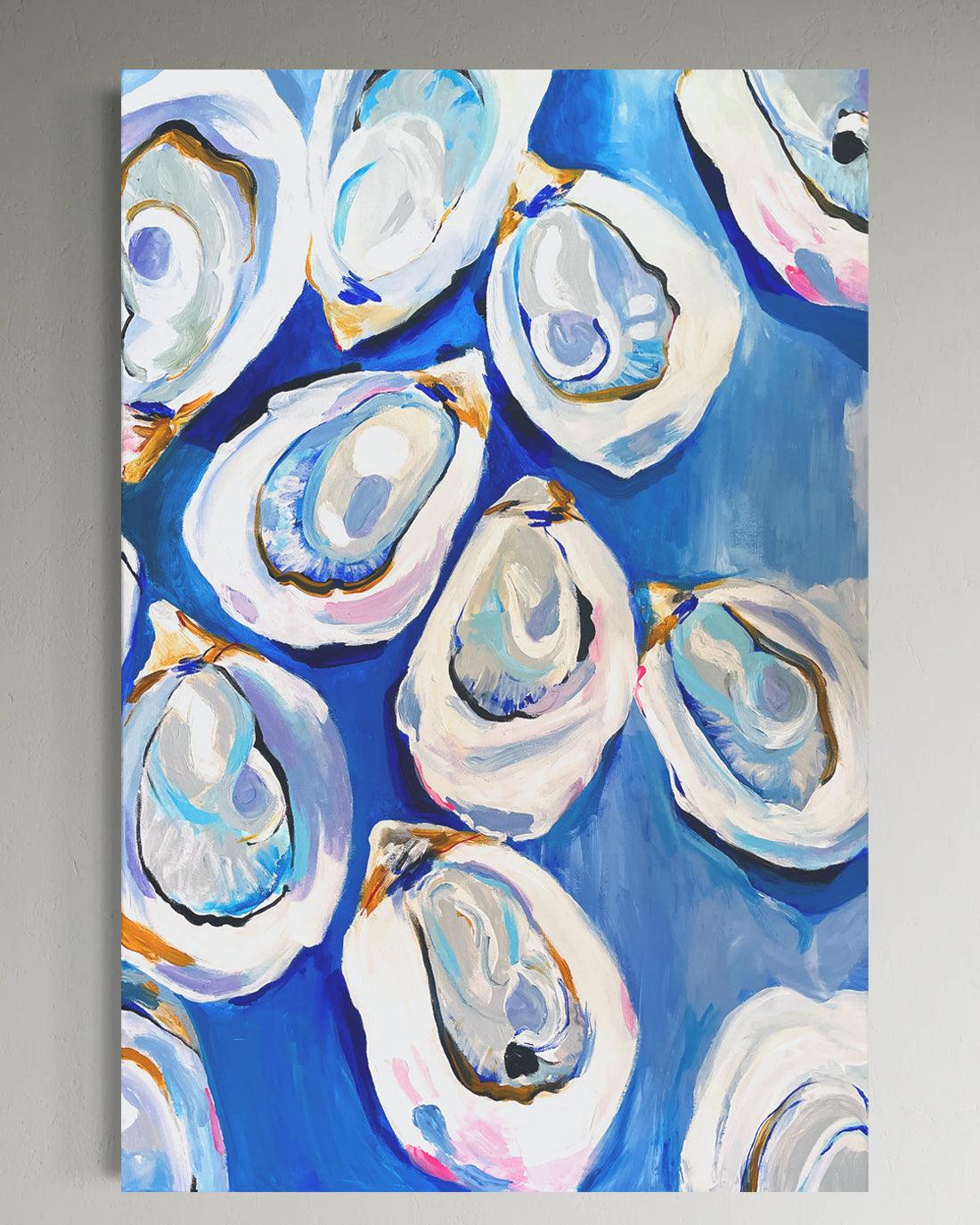 Lámina artística de conchas de ostra – Decoración de pared costera y serena