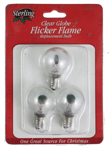 Bombilla de repuesto Sterling Clear Globe Flicker Flame (paquete de 3)