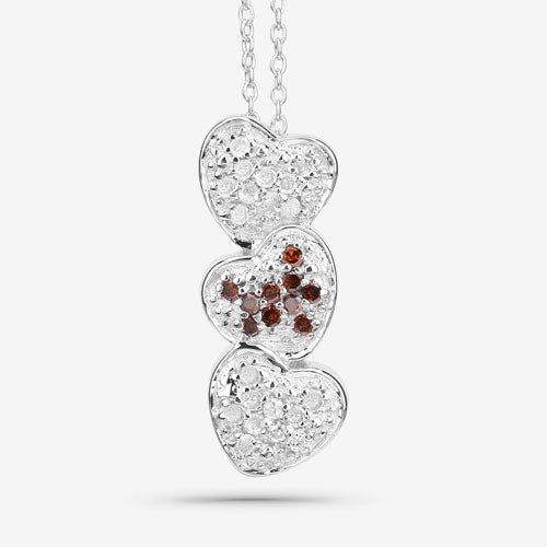 Pendant 0.45ct genuine red and white diamond triple-heart in .925 sterling silver by Bids.com on Tampa Home & Garden Store